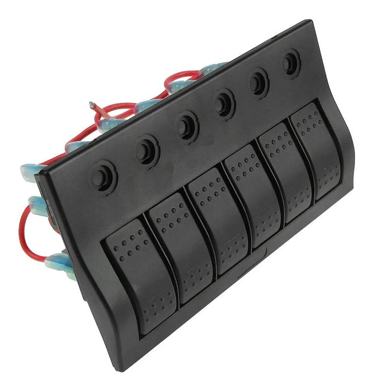 Painel Elétrico De Instrumentos 6 Botões Em Led 12-24v Lancha Barco