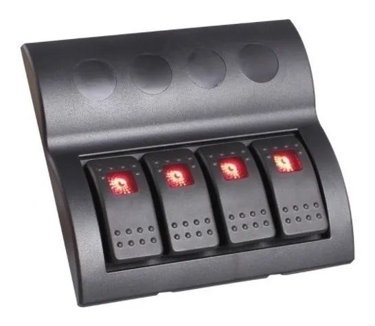 Painel Elétrico De Instrumento 4 Botões 12-24v Led Vermelho