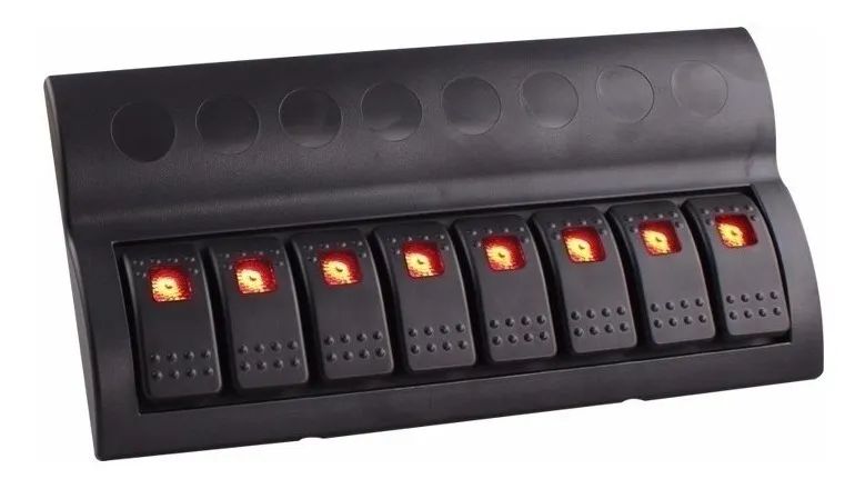 Painel Elétrico De Instrumento 8 Botões Náutico Com Leds