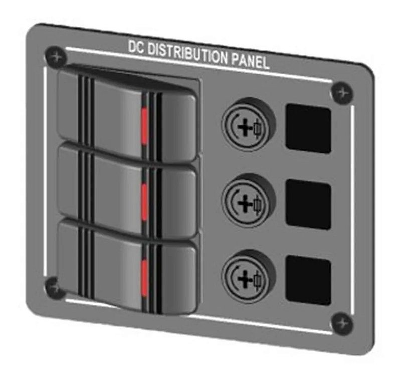 Painel Elétrico De Instrumento 3 Botões 12-24v Com Leds