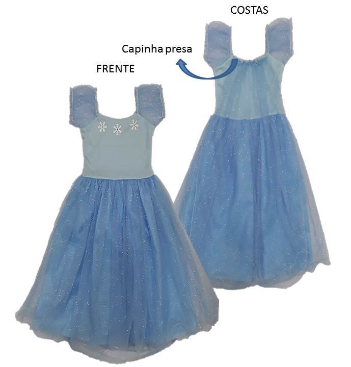 Fantasia vestido Princesa azul glitter bebê - Fantasia E Folia
