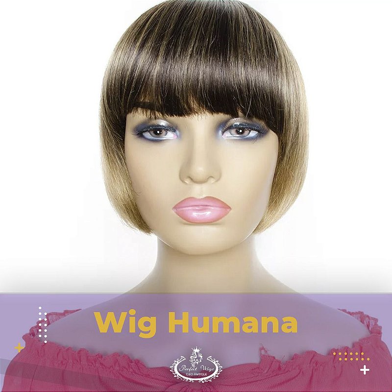 WIG DE CABELO HUMANO LOIRO COM RAIZ ESCURO 20CM