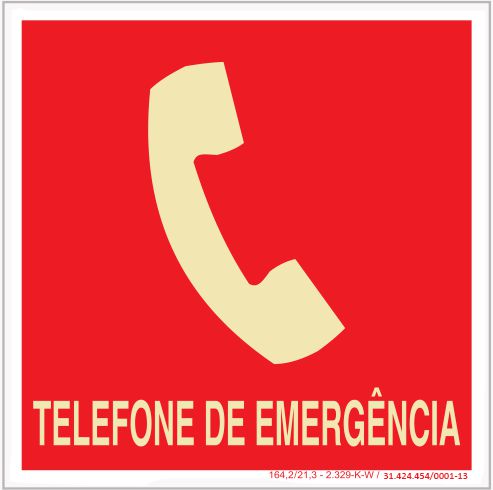 Placa Sinalização de Emergência - Fotoluminescente - Telefone de ...
