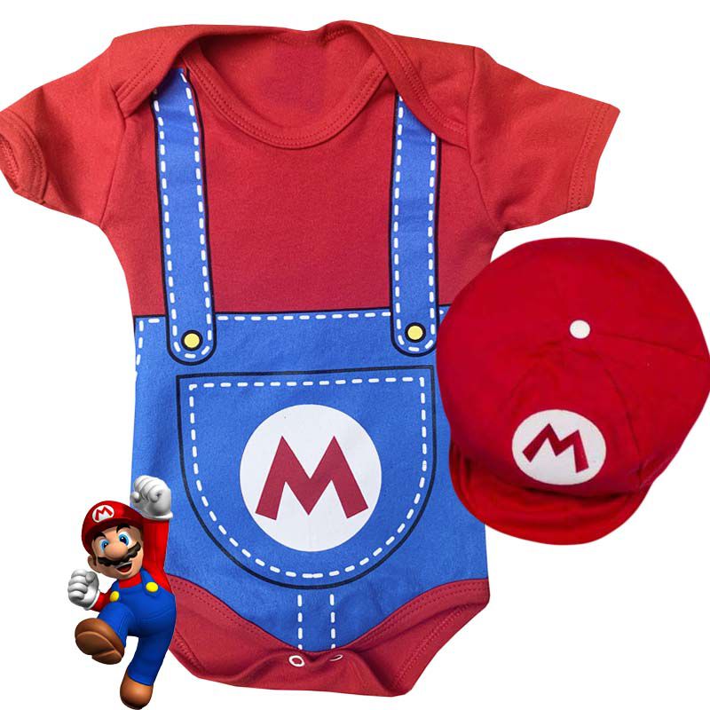 Kit Body Bebê Mario Bros com Boina | Baby Dress - Baby Dress - Loja  Especializada em Moda Infantil