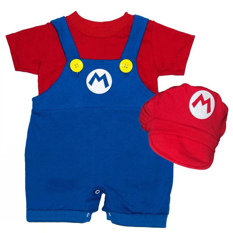 Jardineira Bebê Luxo Mario Bros com Boina | Baby Dress - Baby Dress - Loja  Especializada em Moda Infantil