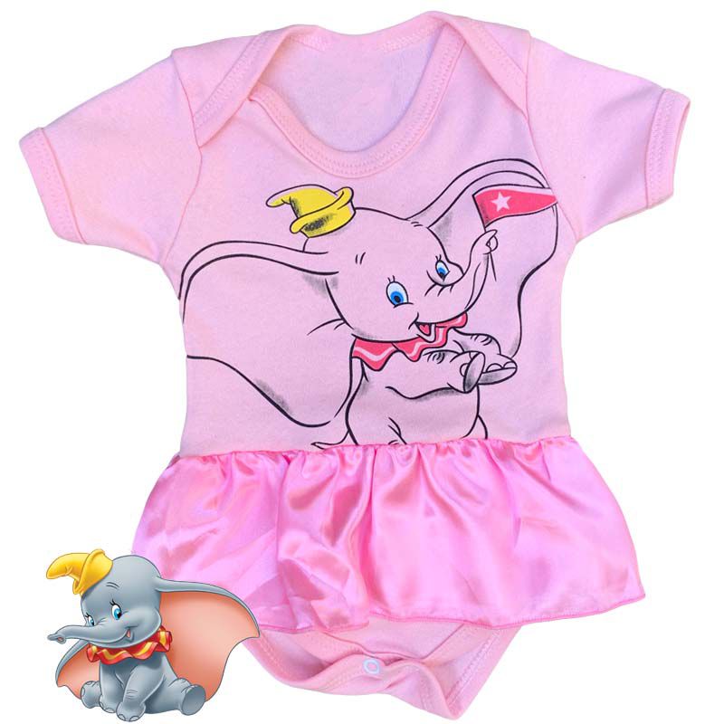 Body Vestido Bebe Dumbo Rosa Baby Dress Baby Dress Loja Especializada Em Moda Infantil