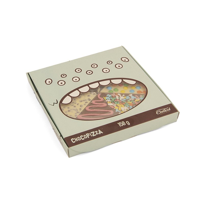 CAIXA CHOCOPIZZA 150G AZUL - Caracol Chocolates