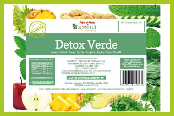 Polpa Detox Verde - 5 unidades de 100 g. - Caxifruti