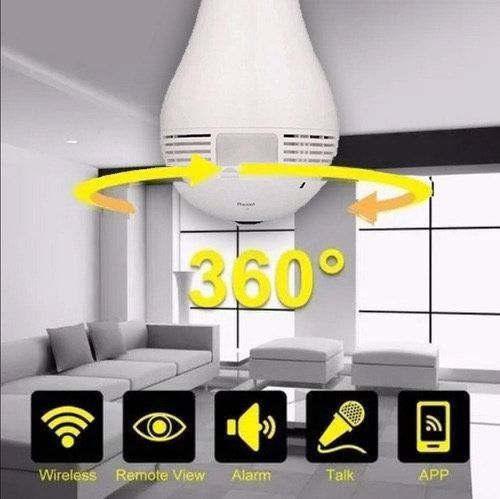 Lâmpada Câmera Panorâmica Vr Cam Led Wi-fi Espiã 360º - eBA Acessórios e  Eletrônicos