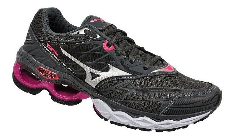 mizuno wave cinza e rosa