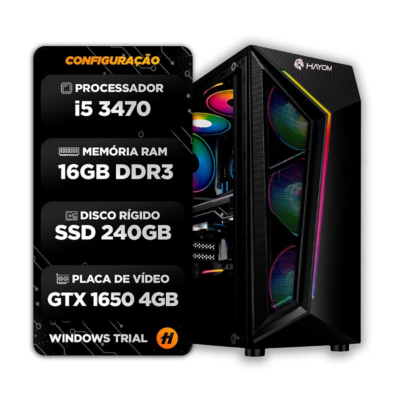 Computador Gamer Intel I5 - 8Gb RAM - GTX 1050 TI 4Gb - HERTZ
