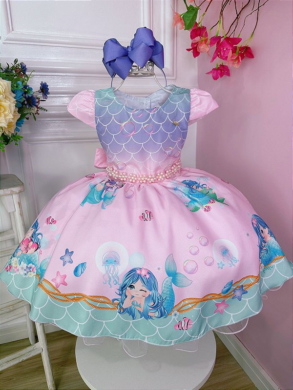 Vestido Jardim Encantado Azul Bebe Princesa - Fabuloso Ateliê