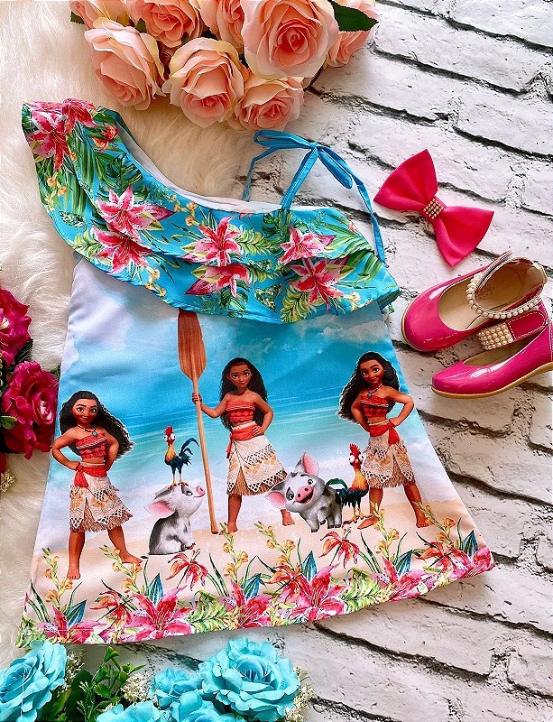 Vestido Infanti Moana Baby com cinto pérolas - Fabuloso Ateliê