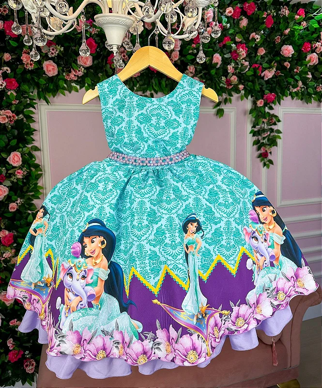 Vestido Infantil Temático Princesas Jasmine - Fabuloso Ateliê