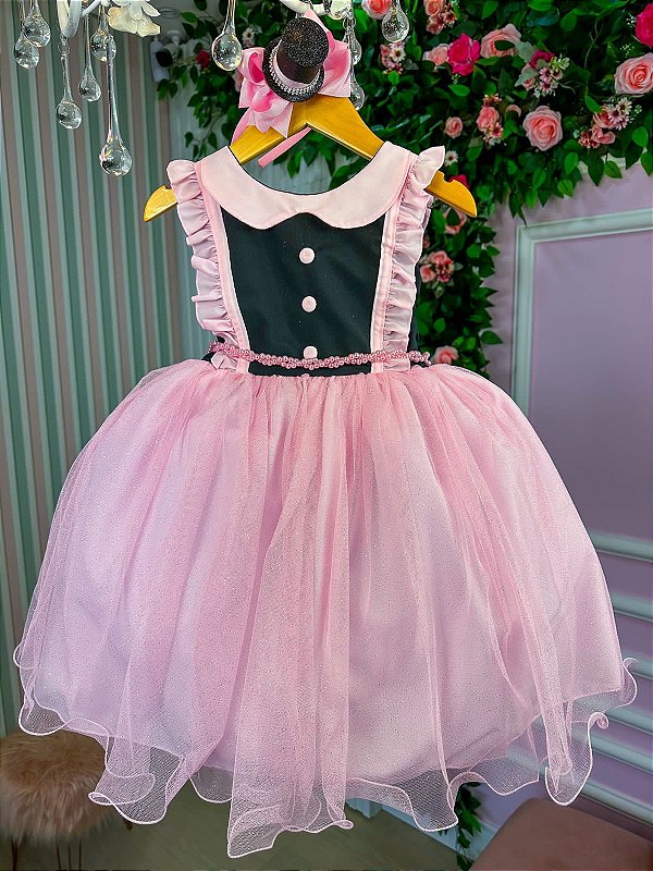 Vestido Infantil Todas as Princesa Rosa Luxo - Fabuloso Ateliê