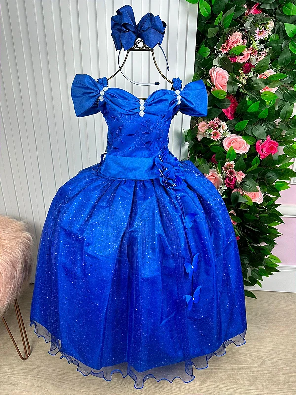 Vestido Infantil Damas Honra Azul Bebê Casamentos Strass - Rosa