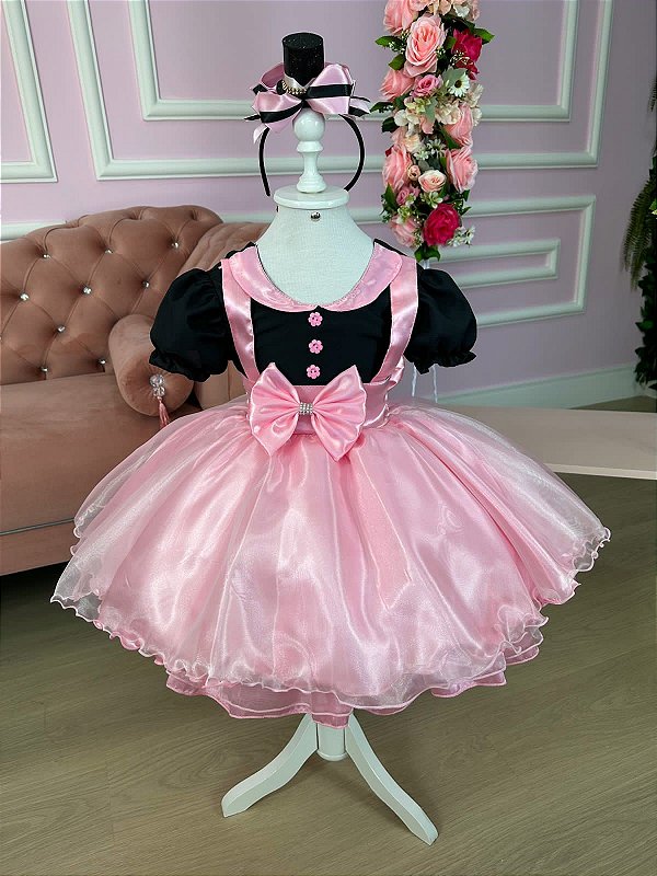 Vestido Infantil Todas as Princesa Rosa Luxo - Fabuloso Ateliê