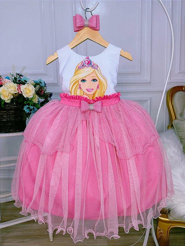 Vestido Barbie Rosa Aniversario Infantil