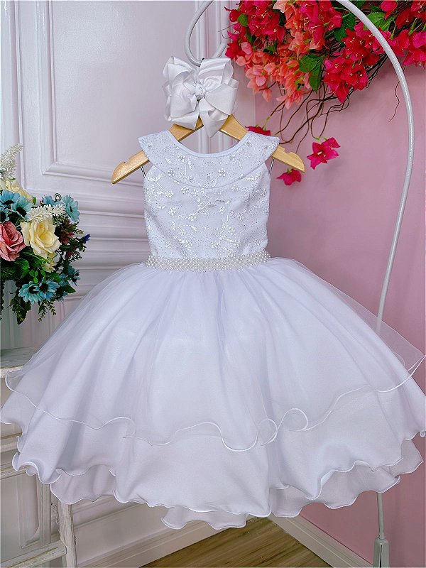 Vestido Infantil de Festa Vermelho Princesa com Renda Gliter e