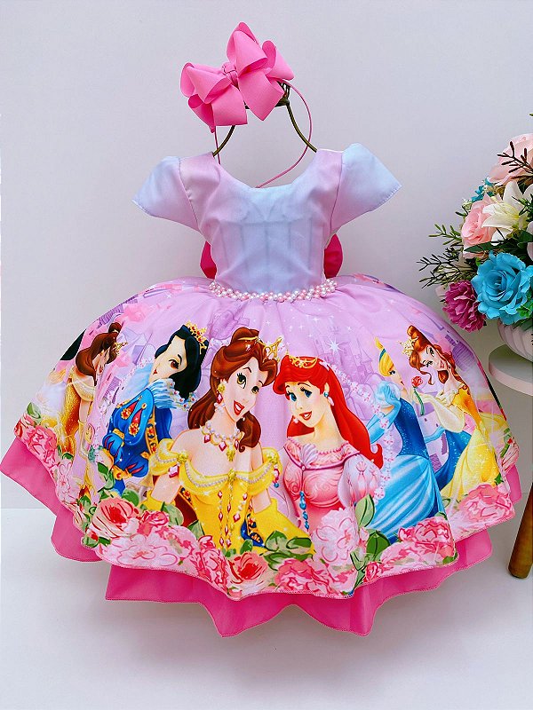 Vestido Infantil Festa Princesa Luxo Várias Cores