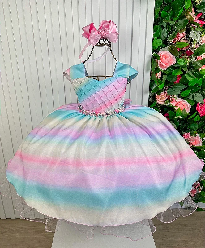 Vestido de sereia feminino com arco, vestido de baile infantil