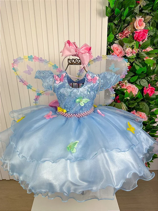 Vestido Princesa Jardim Encantado Azul - Fabuloso Ateliê