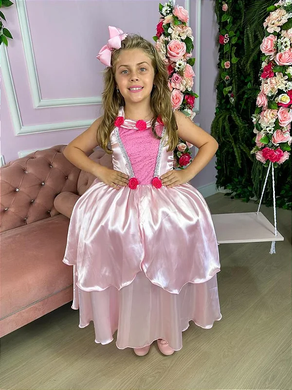 Vestido Fantasia Infantil Aurora Princesa Bela Adormecida