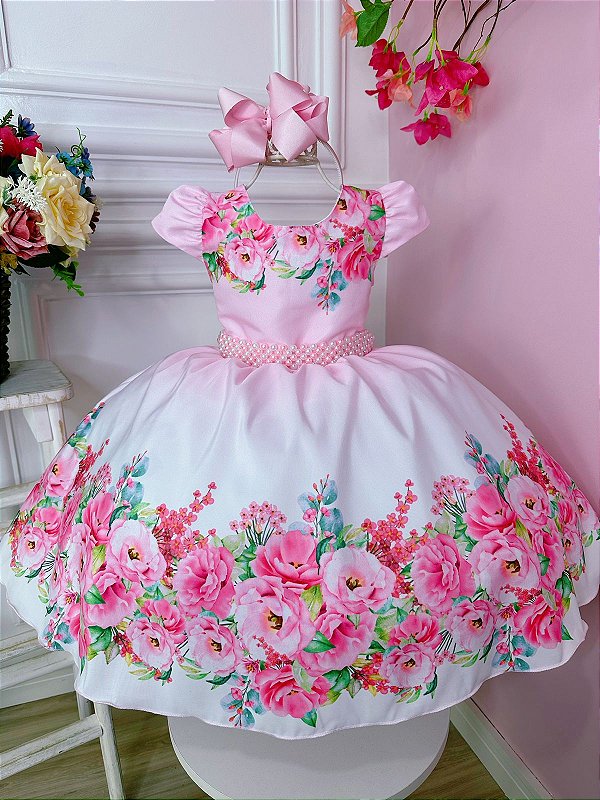 Vestido daminha sale rosa bebe
