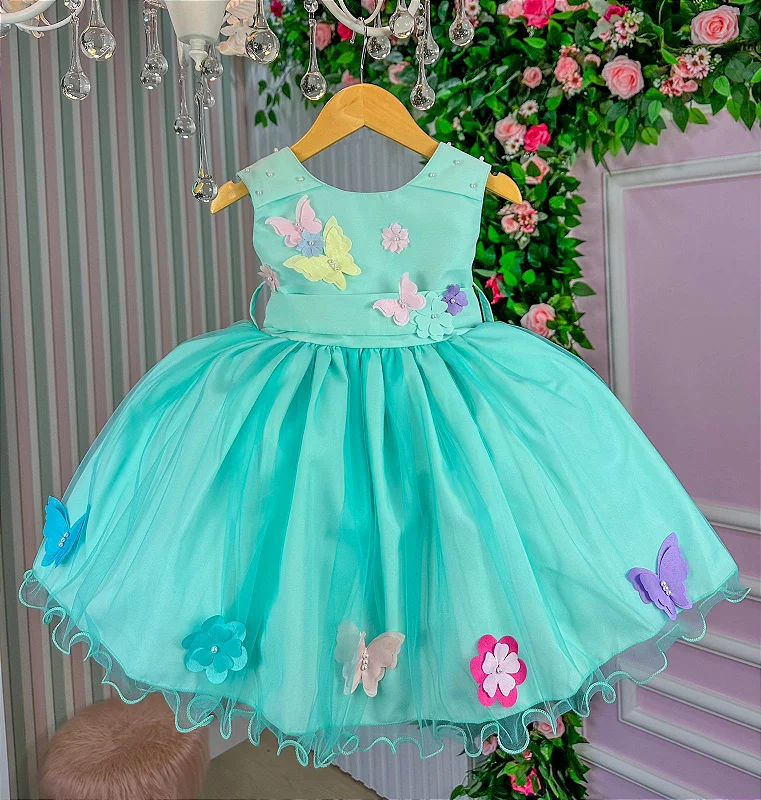 Vestido Jardim Encantado Azul Bebe Princesa - Fabuloso Ateliê