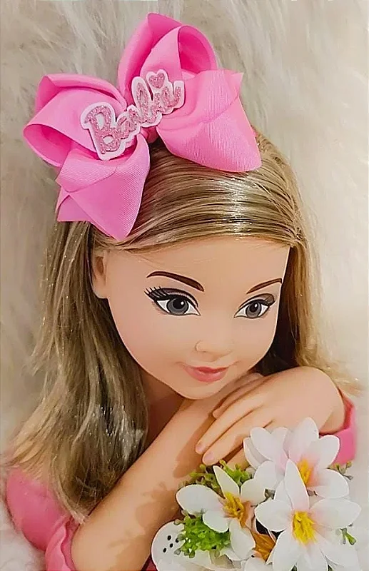 Vestido Infantil Barbie Rosa Aplique Laço - Fabuloso Ateliê