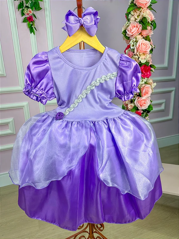 Vestido Princesa Sofia Lilás Luxo - Fabuloso Ateliê