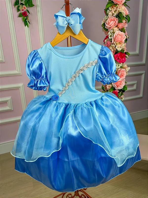 Vestido Infantil Princesa Cinderela Filme Brilho