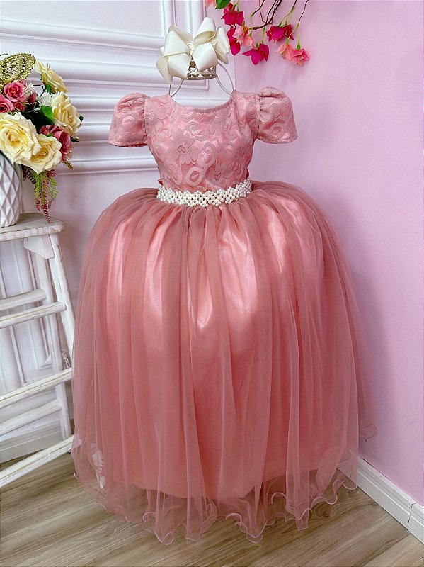 Vestido de Festa Infantil Princesa Realeza Vermelho Luxo - mariê