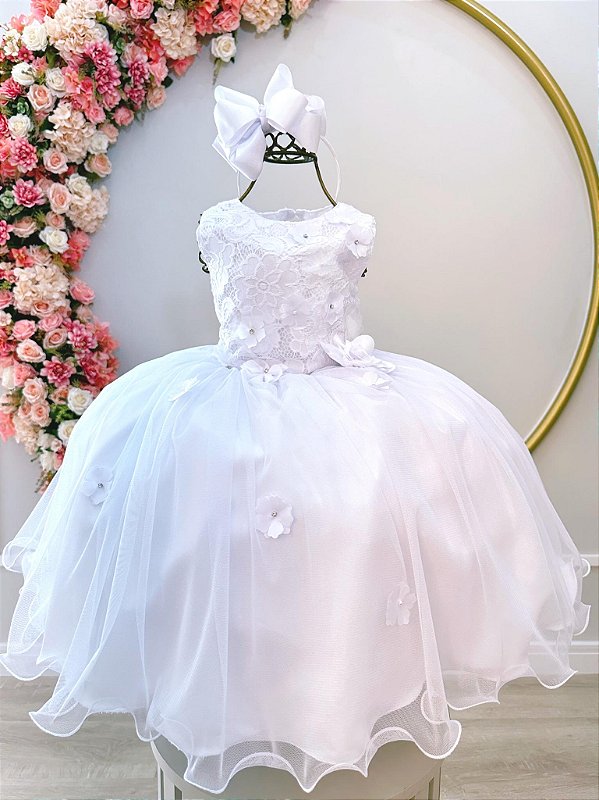 Vestido Infantil Lilás Princesa Sofia Apliques de Flores - Fabuloso Ateliê