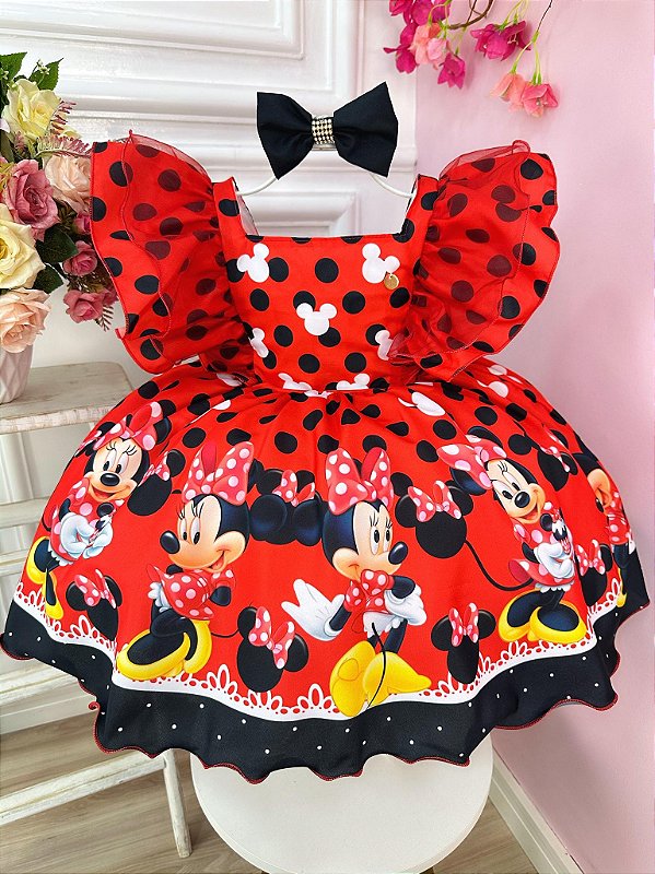 Vestido de aniversário deals da minnie vermelha