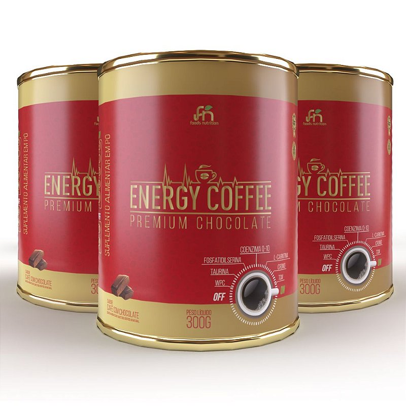 Energy Coffee Chocolate 300g - Combo 3 potes