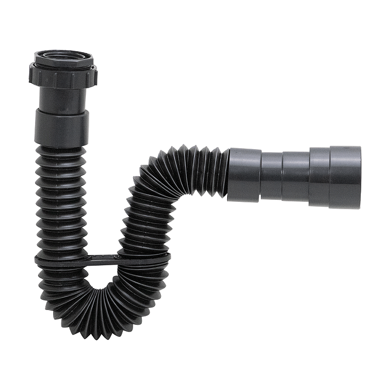 Sifão Sanfonado Universal Preto Fosco Banheiro Cozinha Tanque
