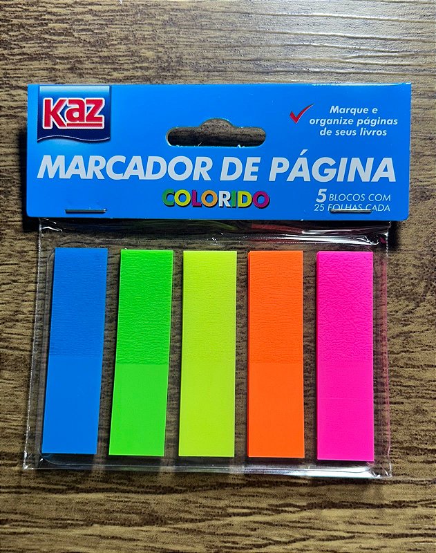 MARCADOR DE PÁGINAS COLORIDO 25 FLS KAZ - Planet Paper Papelaria