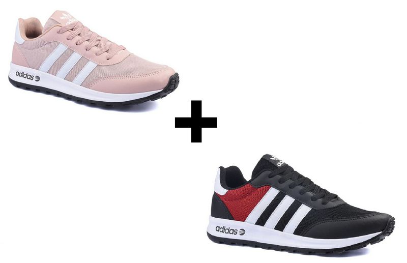 Combo Adidas Neo Nude/Branco + Preto/Vermelho - Nizano Shoes