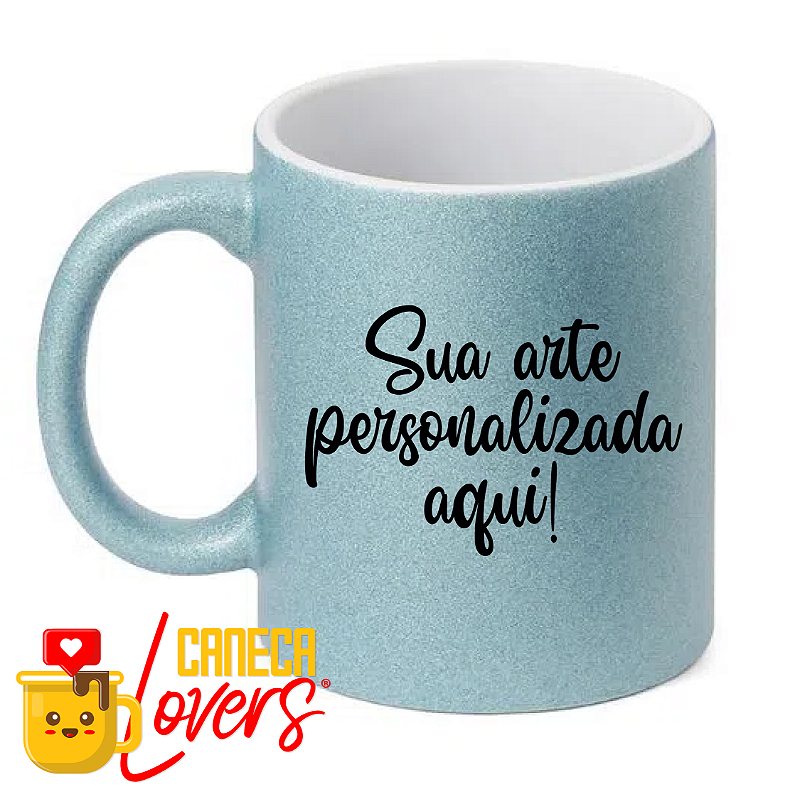 Caneca Personalizada com Glitter Azul - Arte Exclusiva - Caneca Lovers