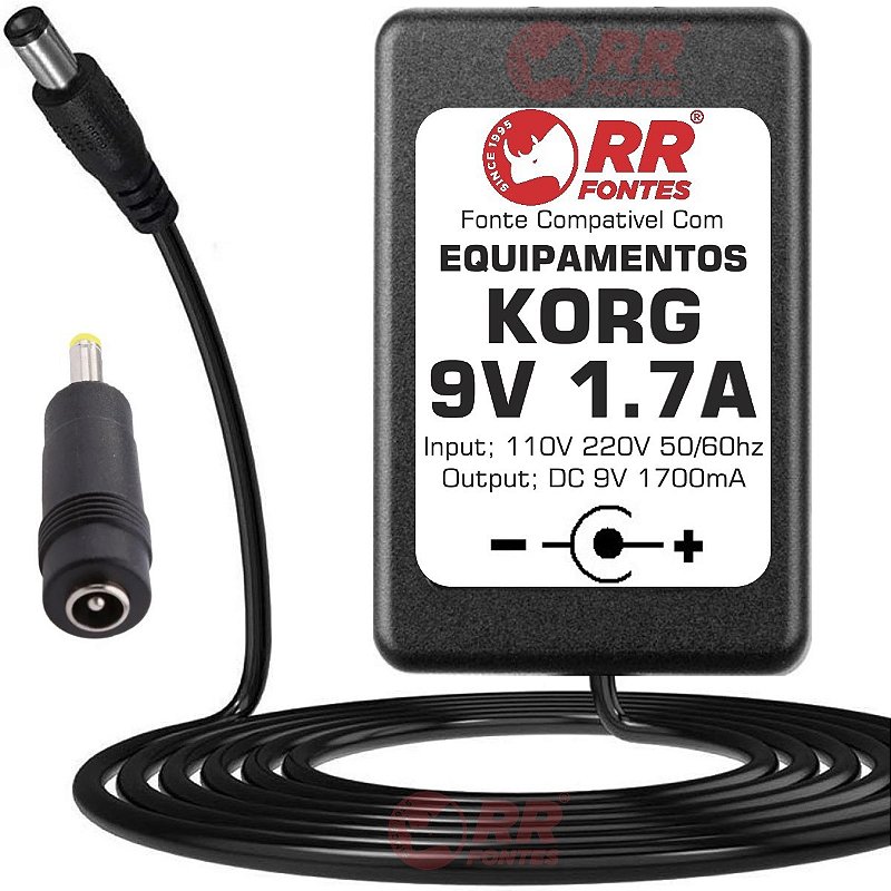 Fonte 9VDC Teclado Korg - RR Fontes soluções de energia, Fontes de