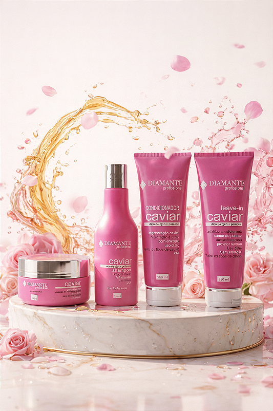 Kit Hidratação Caviar com Shampoo, Condicionador, Leave-In e Máscara