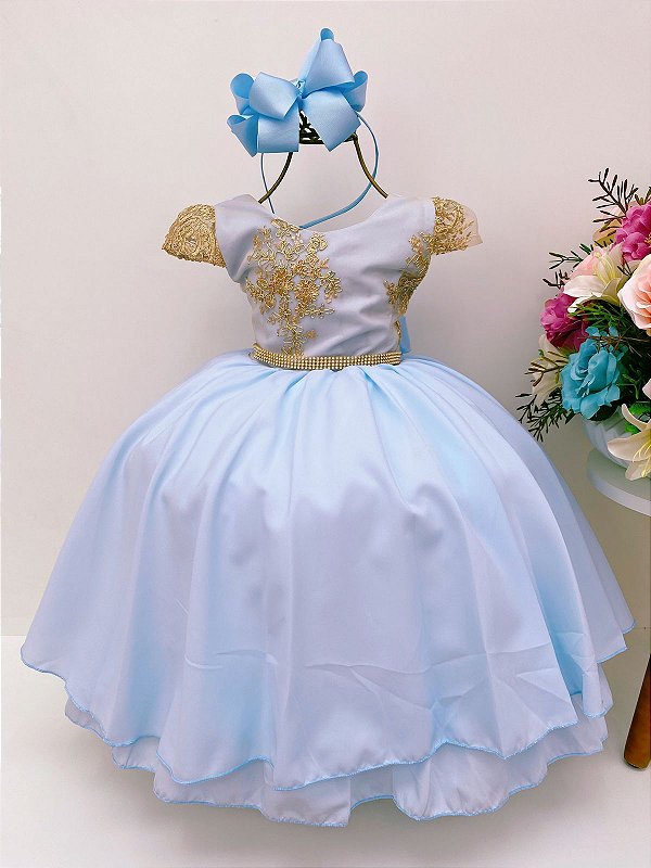 Vestido de Festa Realeza Azul com Dourado - Ss boutique Infantil - Aqui encontra do básico ao luxo pra moda baby e infantil. Vestido de Festa Realeza Azul com Dourado - Ss boutique Infantil - Aqui encontra do básico ao luxo pra moda baby e infantil.