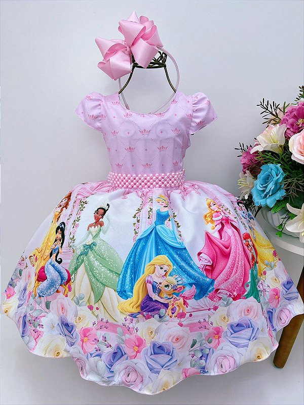 Vestido Infantil de Festa Longo Rosê Luxo Princesa