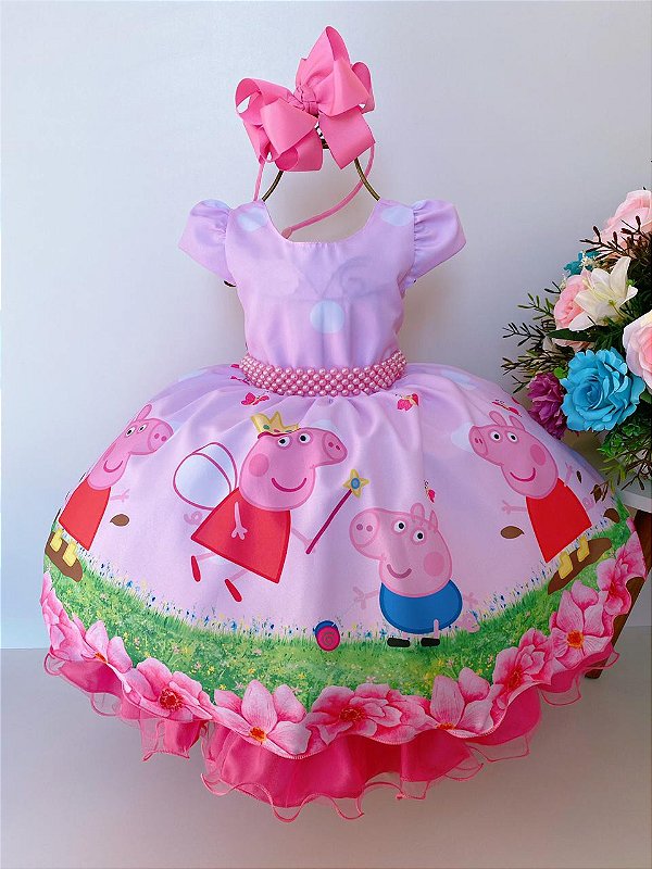 VESTIDO INFANTIL PEPPA PIG ROSA LUXO - Ss boutique Infantil - Aqui encontra  do básico ao luxo pra moda baby e infantil.