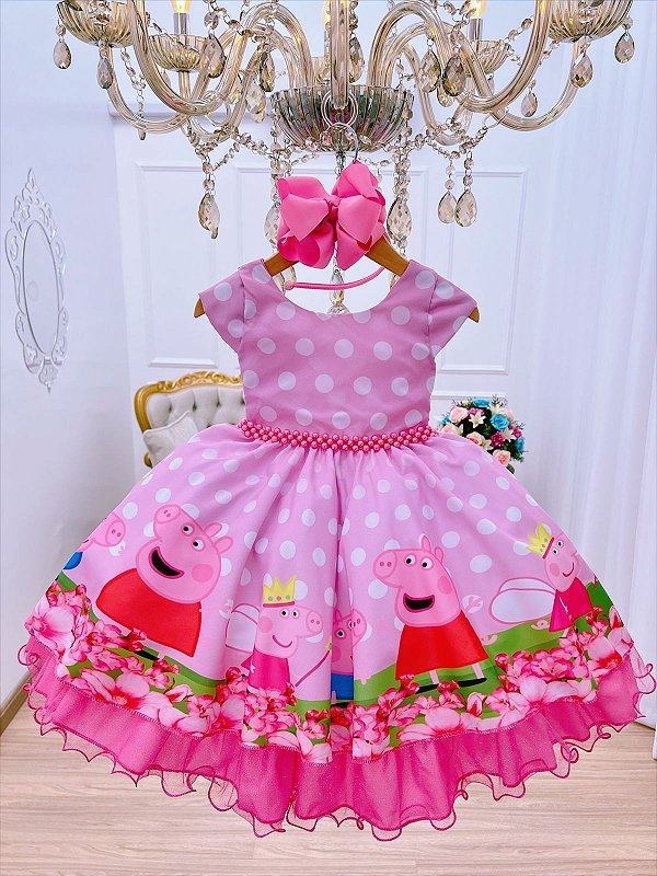 VESTIDO TEMÁTICO PEPPA PIG ROSA - Ss boutique Infantil - Aqui encontra do  básico ao luxo pra moda baby e infantil.