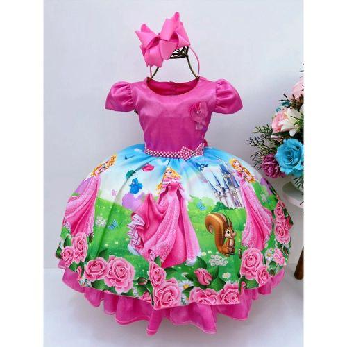 Princesa Rosa Vestido Da Bela Adormecida Infantil Vestido Princesa
