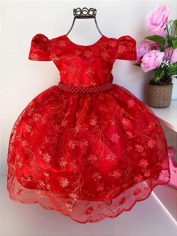 Vestido Realeza Vermelho Luxo - Ss boutique Infantil - Aqui encontra do  básico ao luxo pra moda baby e infantil.