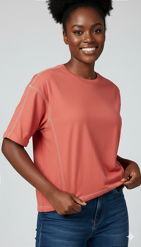 T-shirt Essence com Pesponto