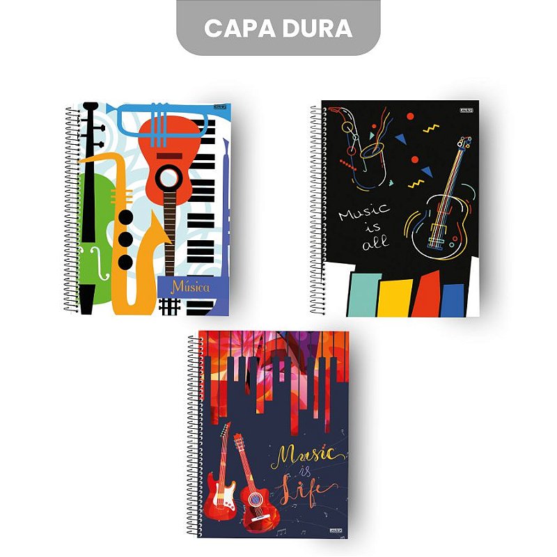 Caderno Musica Universitário Capa Dura com 80 Folhas - São
